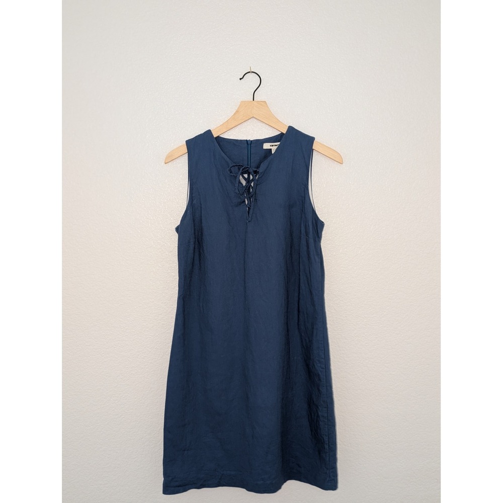 Koton Blue Sleeveless Lace Up Neck Shift Mini Dress‎ Women's Size 4 Uk8